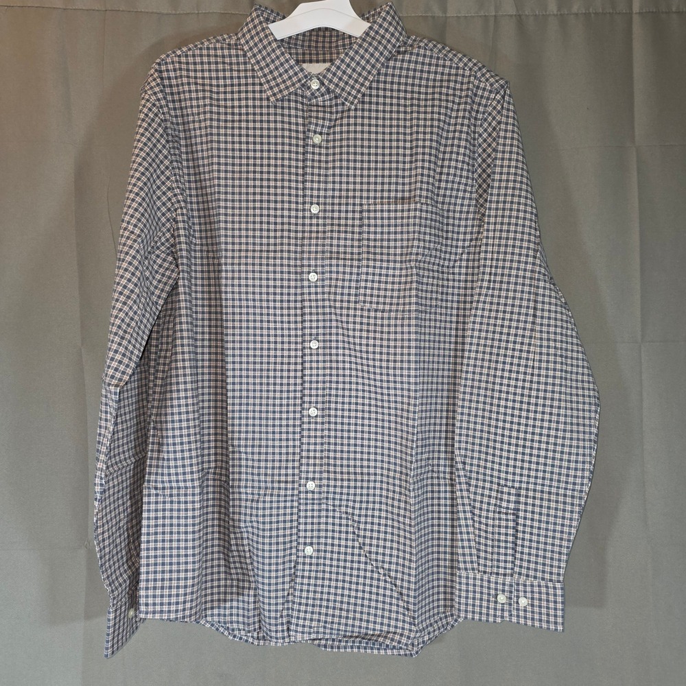 Goodfellow & Co Mens XL‎ Tall Plaid Poplin Button Up Shirt Long Sleeve